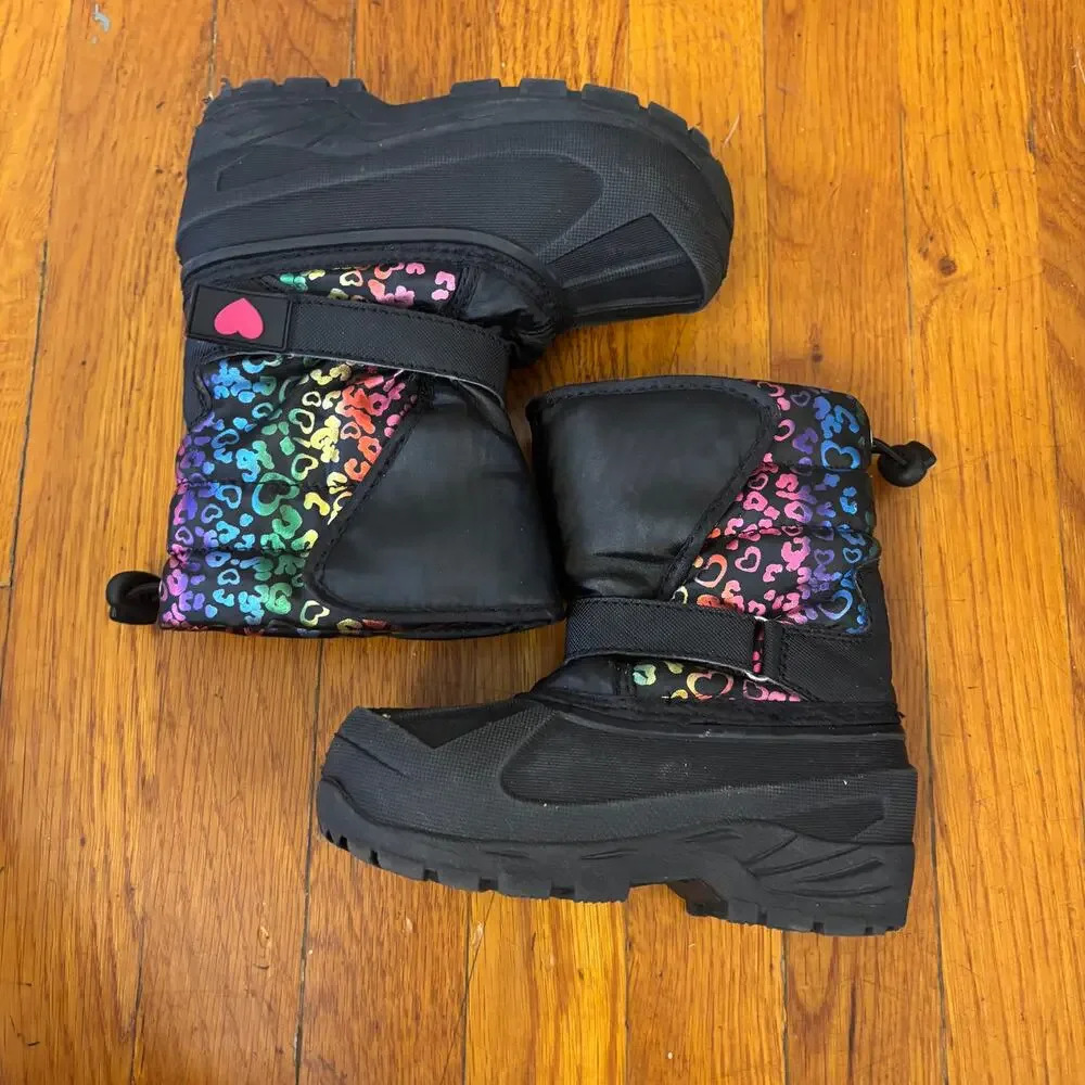 Athletech Girls Rainbow Leopard Cheetah Print Winter Snow Boots Size 10 M